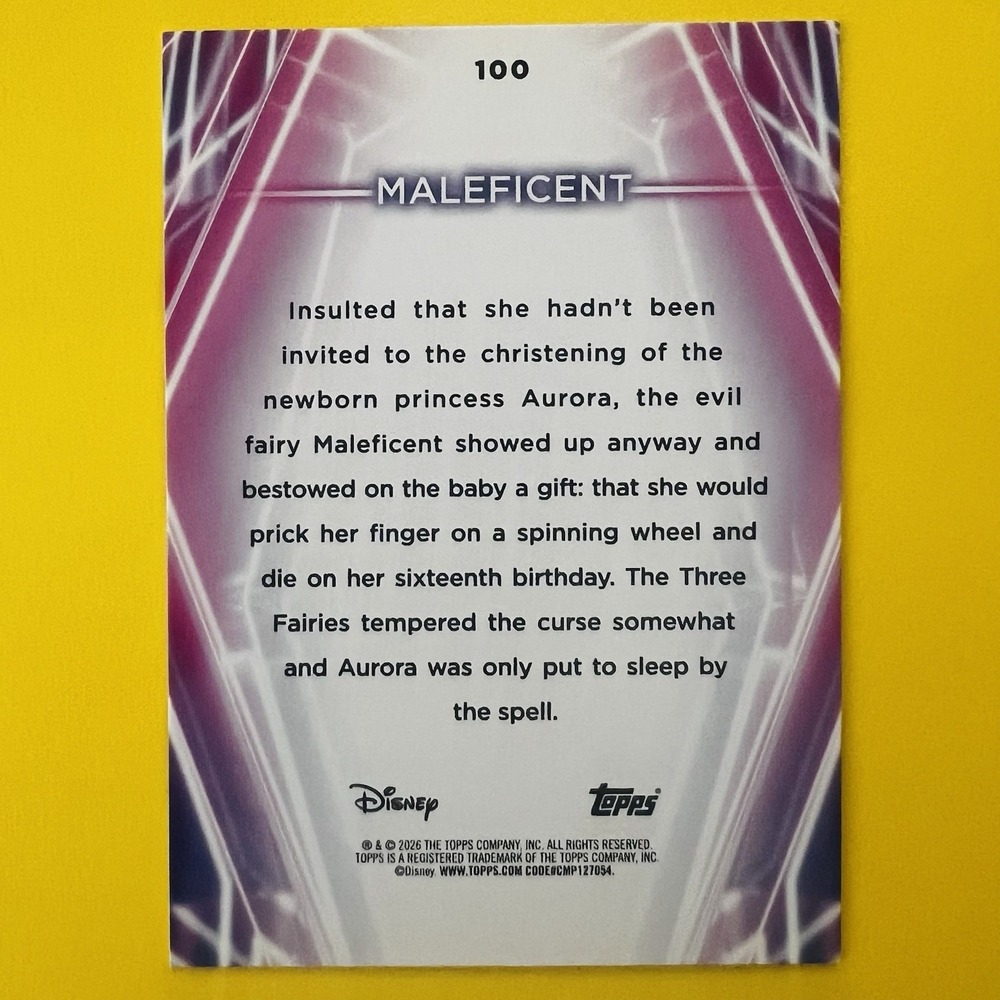 2026 Topps Disney Neon Maleficent #100 Disney‎ Base - Picture 4 of 4